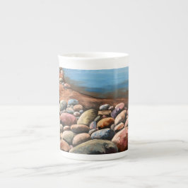 Taza De Porcelana Arte pintado a mano original de la costa del mar