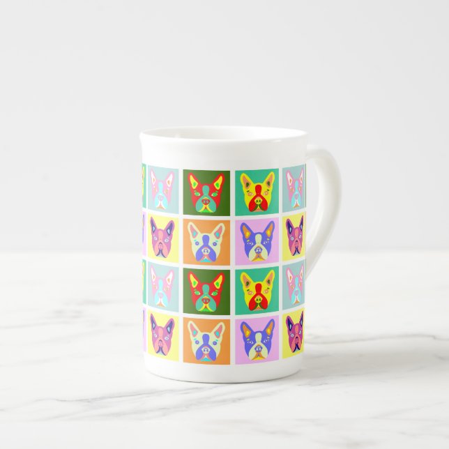 Taza De Porcelana Arte pop de Boston Terrier (Derecha)