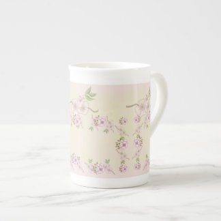 Taza De Porcelana Arte victoriano rosa y floral verde rosa