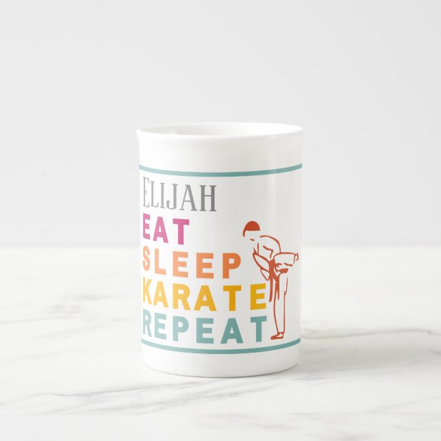 Taza De Porcelana Artes marciales Japón Karate patea Silhouette (Frente)