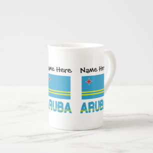 Taza De Porcelana Aruba y bandera de Aruba personalizados