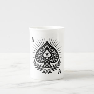 Taza De Porcelana As of Spades — Estrella filigrí y Laurel
