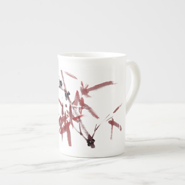 Taza De Porcelana Asiatische Kunst mit Schnecke und Rotem Bambus (Derecha)
