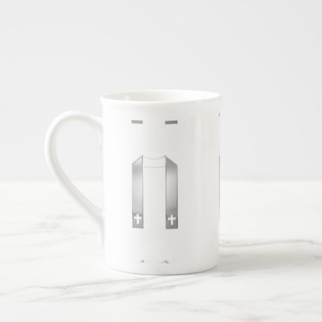 Taza De Porcelana Aspecto 3-D Stole del sacerdote plateado (Izquierda)