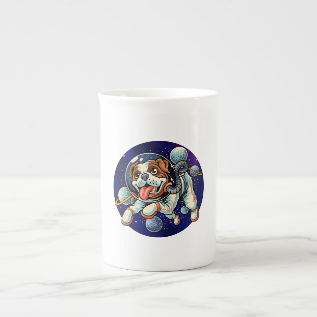 Taza De Porcelana Astronauta de perro, perro espacial (Frente)