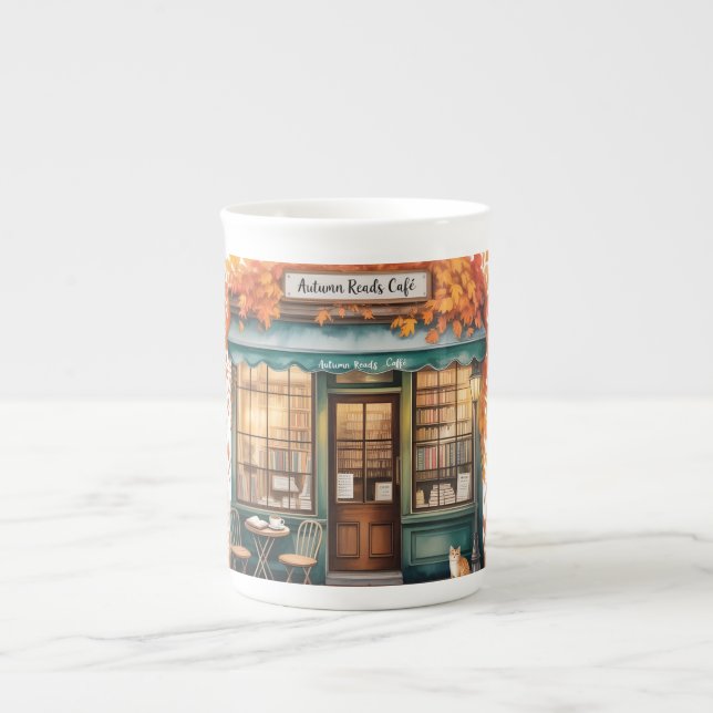 Taza De Porcelana Autumn Reads Café Tasses  — Fall Bookstore  (Frente)