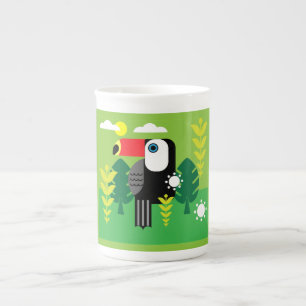 Taza De Porcelana Ave Tropical Turca
