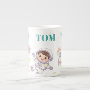 Taza De Porcelana Aventura espacial de astronauta linda para niños