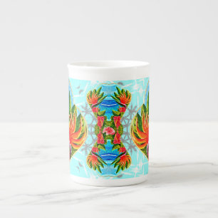 Taza De Porcelana Aves hawaianas del paraíso (azul)