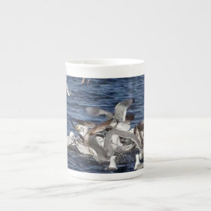 Taza De Porcelana Aves Marinas Costeras Pescando Lanzones Vida Silve
