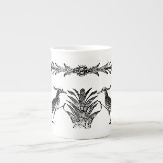 Taza De Porcelana Aves negras y cañas hueso de China Mug
