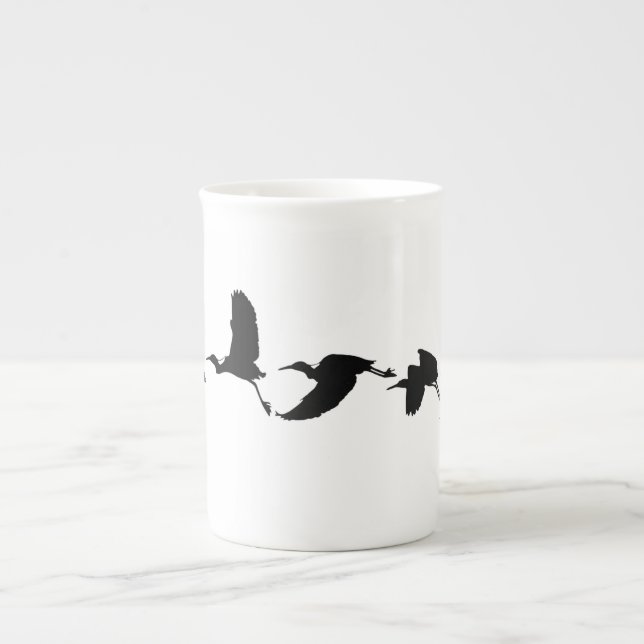 Taza De Porcelana aves voladoras-animales-silueta (Frente)