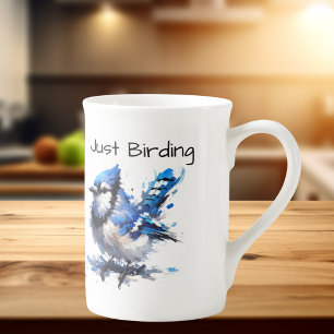 Taza De Porcelana Azul Cute Just Birding Carbonero