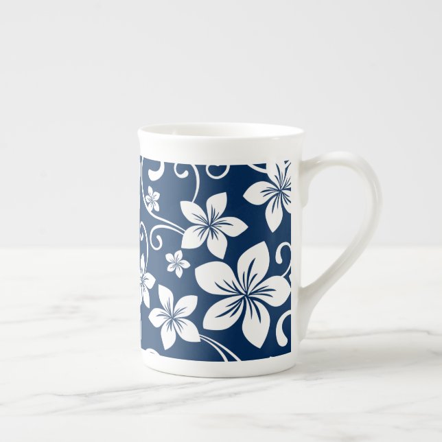 TAZA DE PORCELANA AZUL HAWAII (NAVY) HUESO CHINA MUG (Derecha)