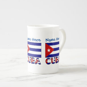 Taza De Porcelana Azul oscuro de la bandera cubana Personalización