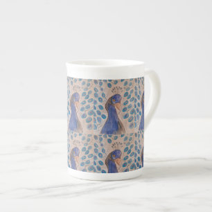 Taza De Porcelana Azul pavo real