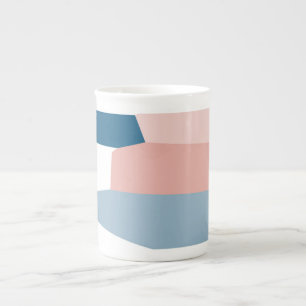 Taza De Porcelana Azul rosa y blanco