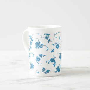 Taza De Porcelana Azul Vintage Elegante Rococo Cottagecore