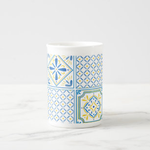 Taza De Porcelana Azulejo italiano mediterráneo azul y amarillo