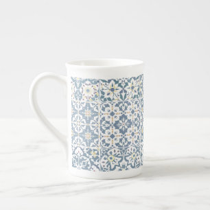 Taza De Porcelana Azulejos Mediterráneos, Marroquíes, Mayólica, Azul