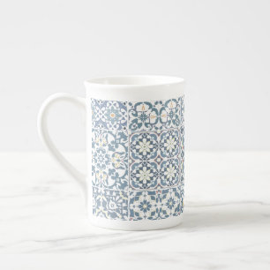 Taza De Porcelana Azulejos Mediterráneos, Marroquíes, Mayólica, Azul