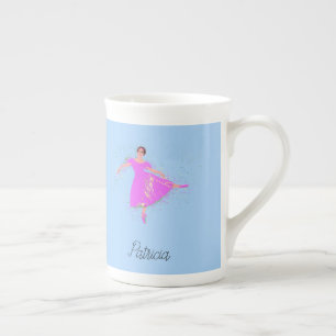 Taza De Porcelana Bailarina con vestido rosa magenta personalizado