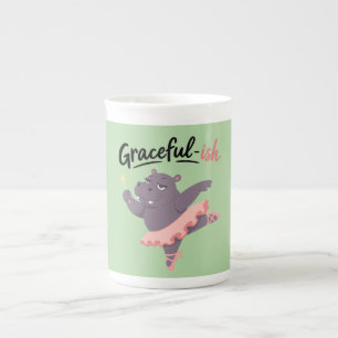 Taza De Porcelana Bailarina de Hipopótamo con Gracia
