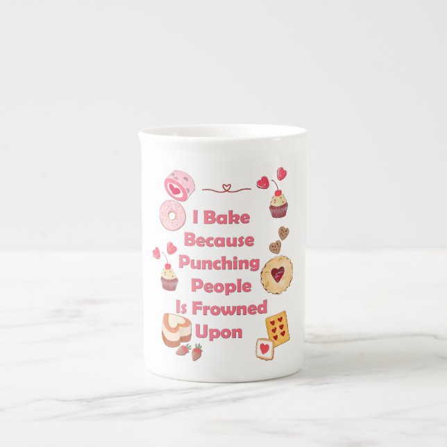 Taza De Porcelana Bake Porque Golpear A La Gente Está Fruncido (Frente)