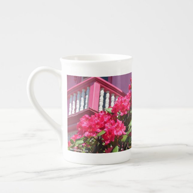 Taza De Porcelana Balcón Primavera Rosa - Viñedo de Martha (Izquierda)