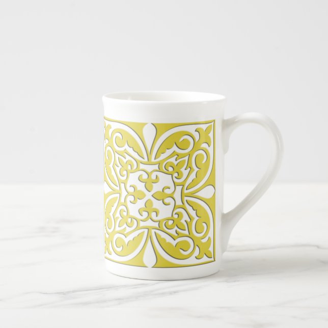 Taza De Porcelana Baldosa marroquí - amarillo y blanco (Derecha)