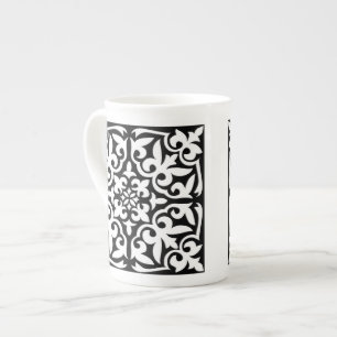 Taza De Porcelana Baldosa marroquí - negro con fondo blanco