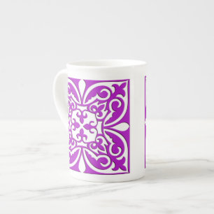 Taza De Porcelana Baldosa marroquí - violeta morada y blanca