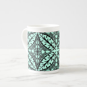 Taza De Porcelana Baldosas marroquíes - azul acuático y negro