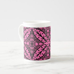 Taza De Porcelana Baldosas marroquíes - rosa fucsia y negro