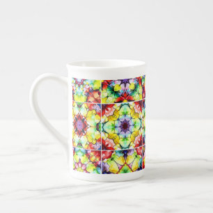 Taza De Porcelana Baldosas mediterráneas, mosaicos de tinta de alcoh