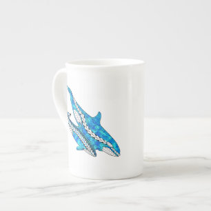 Taza De Porcelana Ballenas tribales orcas
