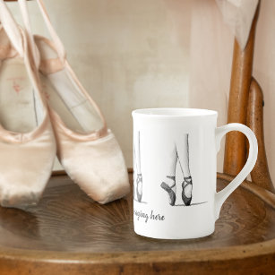 Taza De Porcelana Ballerina con zapatos de baile: tu lema en un