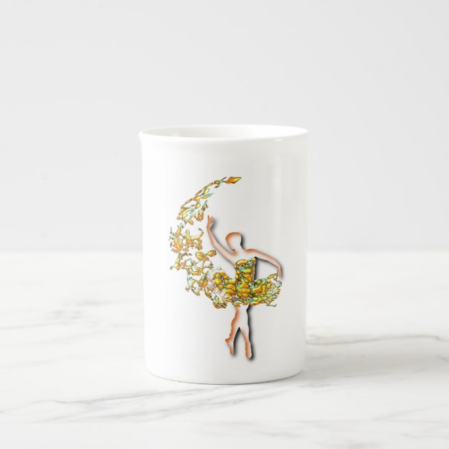 Taza De Porcelana Ballerina Mug - Diseño de arte de bailarina de bal (Frente)