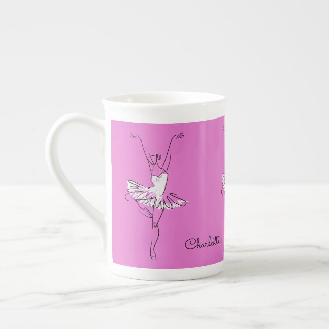 Taza De Porcelana Ballerina nombre personalizado café mug (Izquierda)