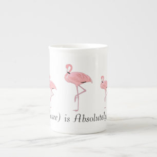 Taza De Porcelana Bandada de flamencos rosados con nombre personaliz