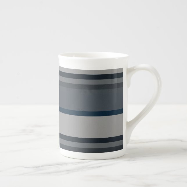 Taza De Porcelana Bandas azules y grises (Derecha)
