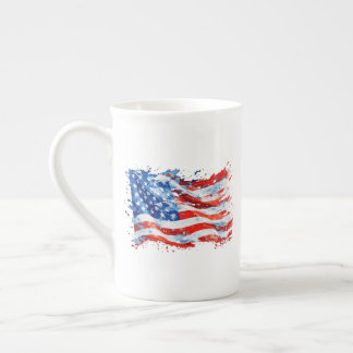 Taza De Porcelana Bandera Americana USA Acuarela 4 de Julio