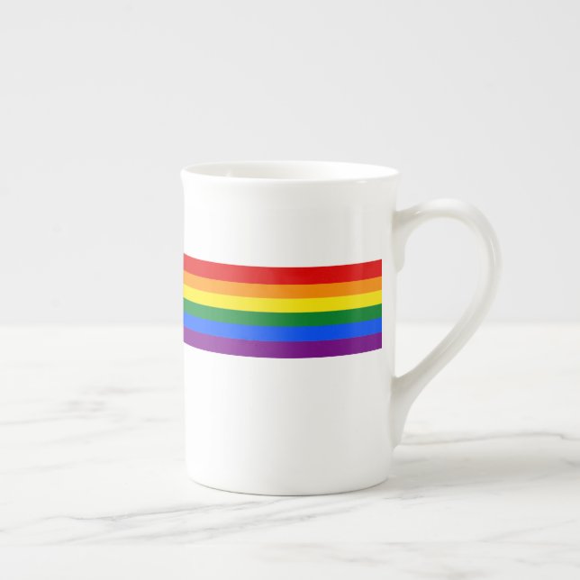 Taza De Porcelana Bandera arcoiris del clásico orgullo gay LGBTQ (Derecha)