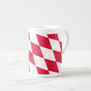 Taza De Porcelana Bandera bávara de diamantes roja y blanca