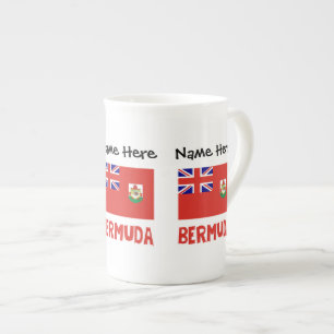 Taza De Porcelana Bandera Bermudiana Personalizada con Nombre
