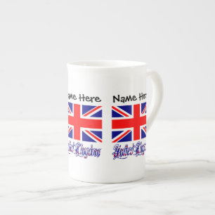 Taza De Porcelana Bandera británica del Reino Unido con personalizac