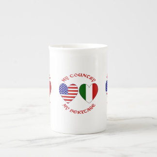 Taza De Porcelana Bandera de Italia EE. UU. Corazones País Herencia