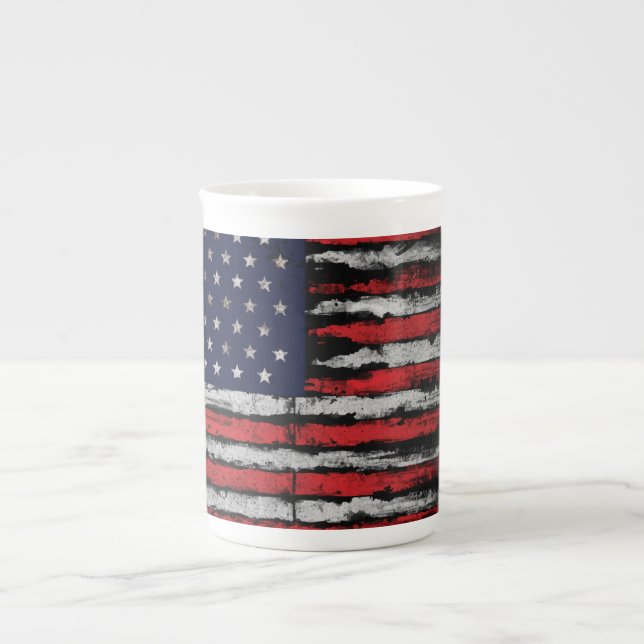 Taza De Porcelana Bandera de los Estados Unidos (Frente)