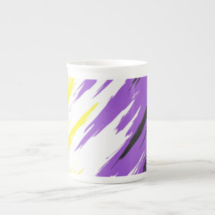 Taza De Porcelana Bandera de Orgullo Abstracto ZigZag Funky Grungy N