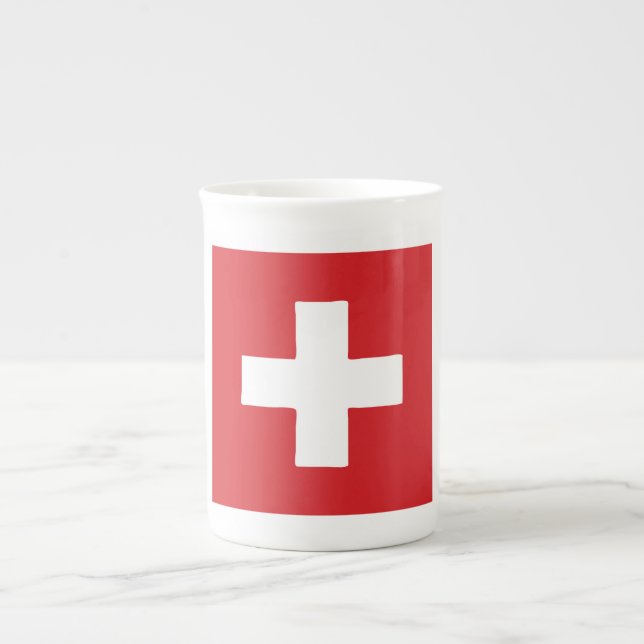 Taza De Porcelana Bandera de Suiza Emblema (Frente)